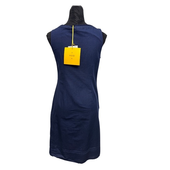 H.O.G Sleeveless Linen Cotton Dress Navy - Picture 3 of 12